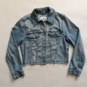 Hollister Light-Wash Denim Distressed Jacket Small